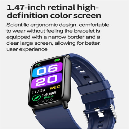 TK72 1.47 inch Color Screen Smart Watch, Support Heart Rate / Blood Pressure / Blood Oxygen / Blood Sugar Monitoring(Blue) by buy2fix