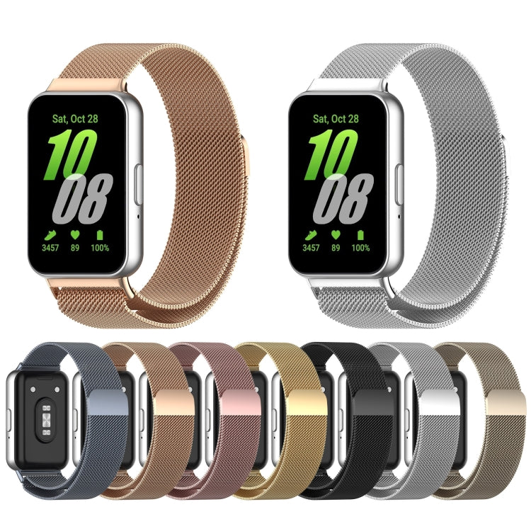 For Samsung Galaxy Fit 3 Milanese Metal Steel Mesh Watch Band(Black) by buy2fix