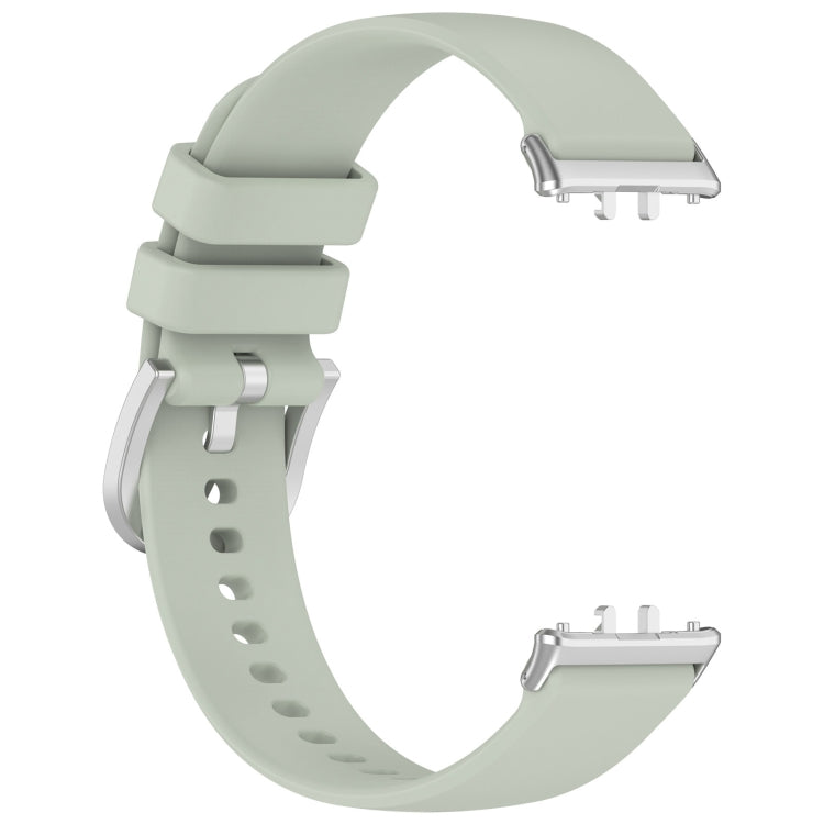 For Samsung Galaxy Fit 3 SM-R390 Metal Connector Liquid Glossy Silicone Watch Band(Green) - Watch Bands by buy2fix | Online Shopping UK | buy2fix