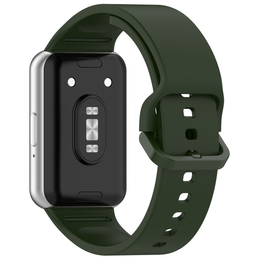For Samsung Galaxy Fit 3 SM-R390 Solid Color Buckle Silicone Watch Band(Dark Green) - Watch Bands by buy2fix | Online Shopping UK | buy2fix