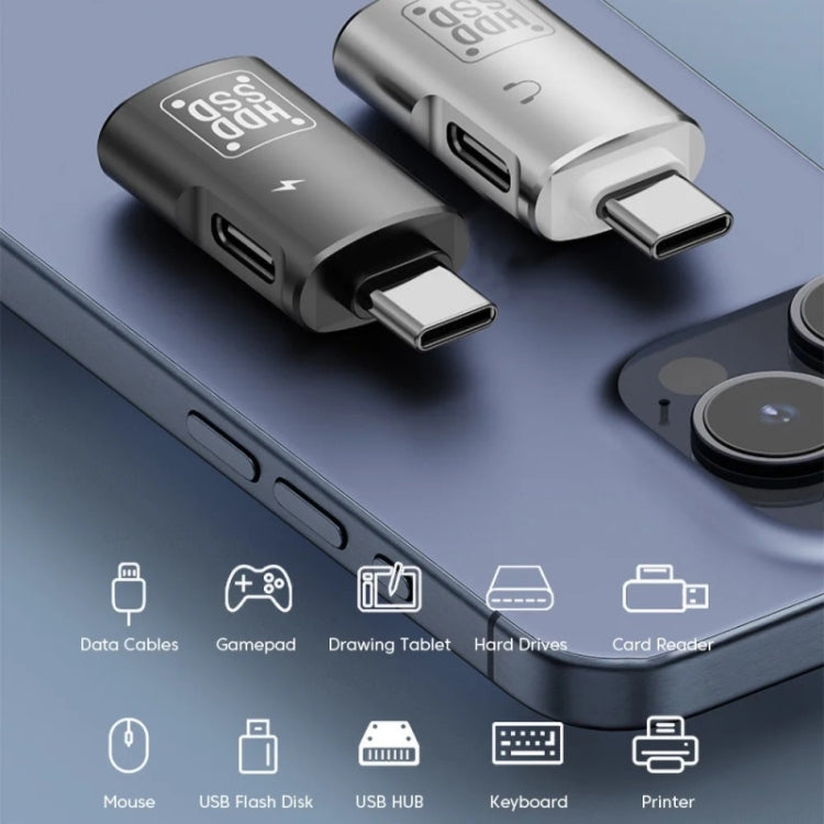 JS-109 USB-C / Type-C to Type-C + USB 3.0 Converter OTG Adapter for Digital Headset and U-Disk(Silver) by buy2fix