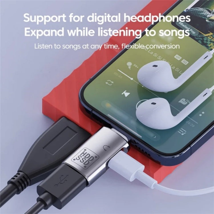 JS-109 USB-C / Type-C to Type-C + USB 3.0 Converter OTG Adapter for Digital Headset and U-Disk(Silver) by buy2fix