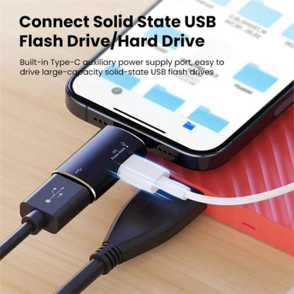 JS-103 8 Pin Male to USB+Type-C Female OTG Adapter(Silver) by buy2fix