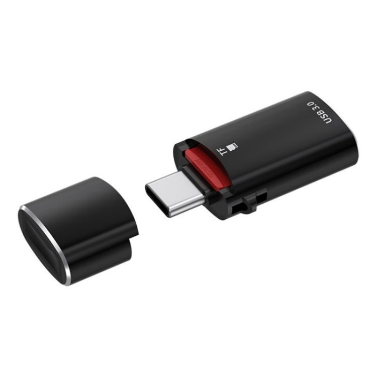 JS-72 USB Drive 2 in 1 Card Reader High-Speed USB 3.0 Converter USB-C/Type-C OTG Adapter(Black) by buy2fix