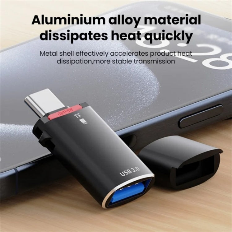 JS-72 USB Drive 2 in 1 Card Reader High-Speed USB 3.0 Converter USB-C/Type-C OTG Adapter(Black) by buy2fix