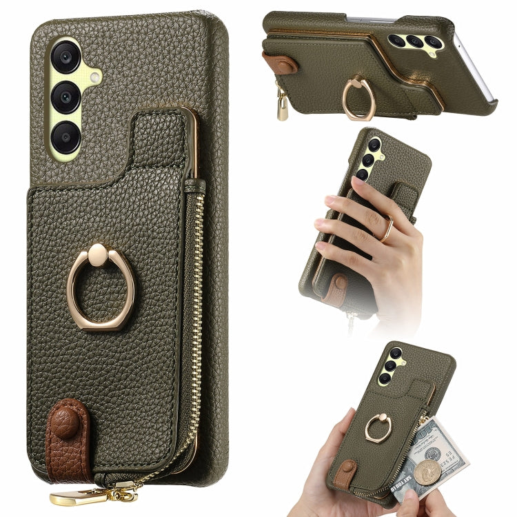 For Samsung Galaxy A25 Litchi Leather Oil Edge Ring Zipper Wallet Back Phone Case(Green) by buy2fix