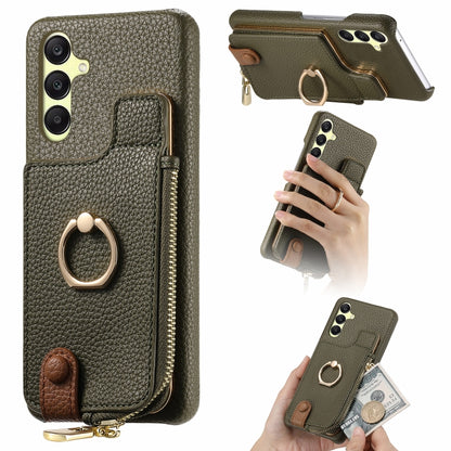 For Samsung Galaxy A25 Litchi Leather Oil Edge Ring Zipper Wallet Back Phone Case(Green) by buy2fix