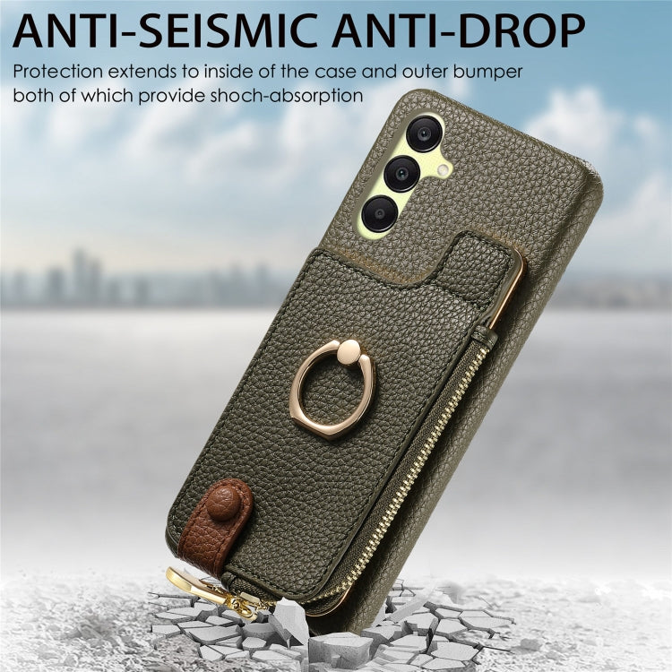 For Samsung Galaxy A25 Litchi Leather Oil Edge Ring Zipper Wallet Back Phone Case(Green) by buy2fix
