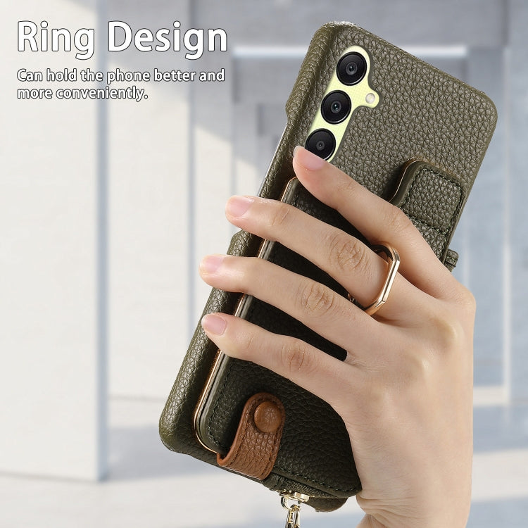 For Samsung Galaxy A25 Litchi Leather Oil Edge Ring Zipper Wallet Back Phone Case(Green) by buy2fix