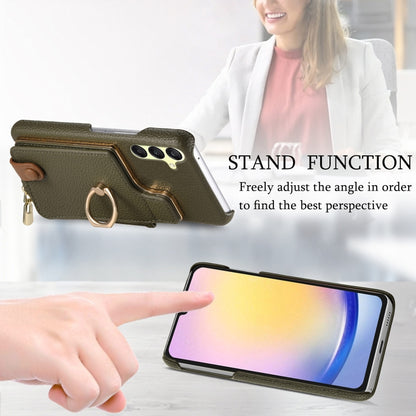 For Samsung Galaxy A25 Litchi Leather Oil Edge Ring Zipper Wallet Back Phone Case(Green) by buy2fix