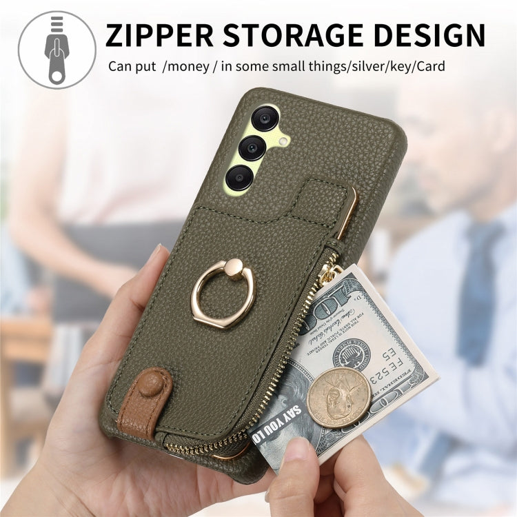 For Samsung Galaxy A25 Litchi Leather Oil Edge Ring Zipper Wallet Back Phone Case(Green) by buy2fix