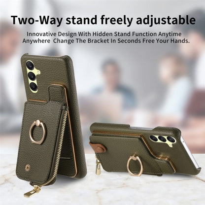 For Samsung Galaxy A25 Litchi Leather Oil Edge Ring Zipper Wallet Back Phone Case(Green) by buy2fix
