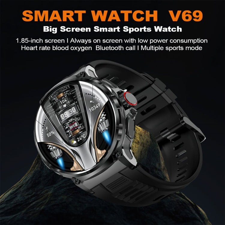V69 1.85 inch Color Screen Smart Watch, Support Bluetooth Call / Heart Rate / Blood Pressure / Blood Oxygen Monitoring(Silver) by buy2fix