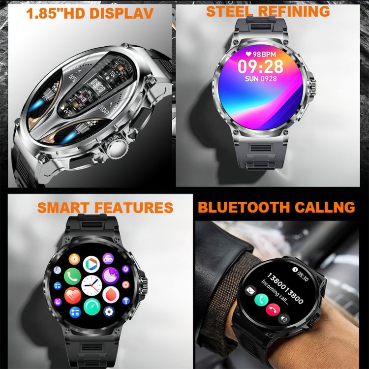 V69 1.85 inch Color Screen Smart Watch, Support Bluetooth Call / Heart Rate / Blood Pressure / Blood Oxygen Monitoring(Silver) by buy2fix
