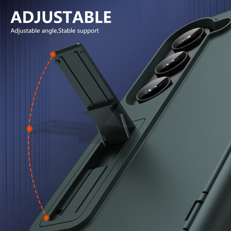 For Samsung Galaxy Z Fold5 5G All-inclusive Shockproof Phone Case with Holder(Green) - Galaxy Z Fold5 Cases by buy2fix | Online Shopping UK | buy2fix
