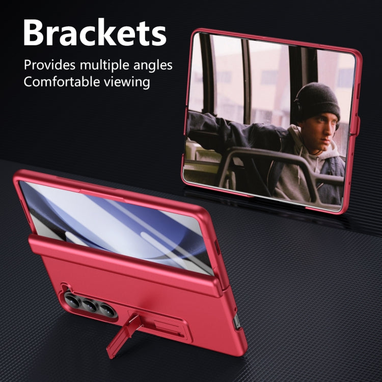 For Samsung Galaxy Z Fold5 5G All-inclusive Shockproof Phone Case with Holder(Red) - Galaxy Z Fold5 Cases by buy2fix | Online Shopping UK | buy2fix