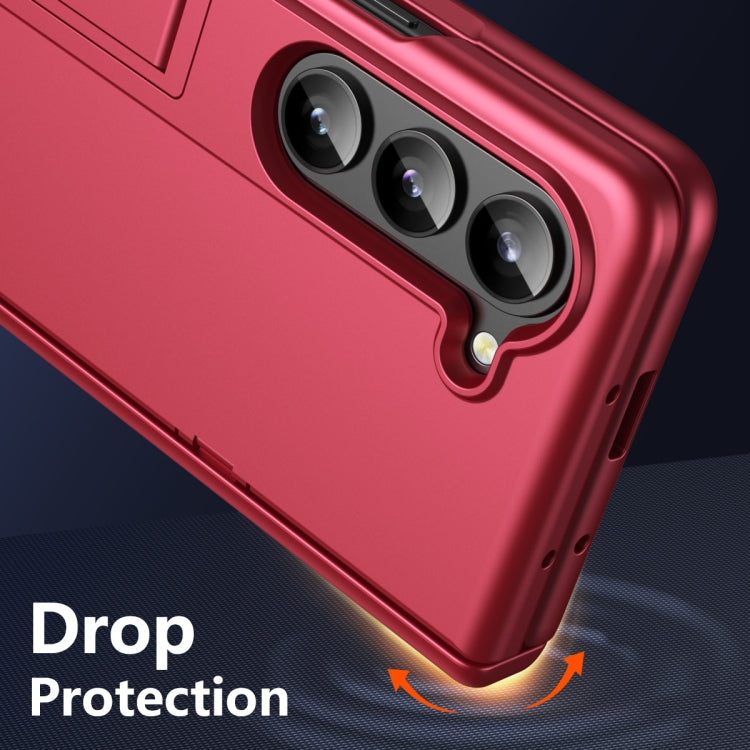 For Samsung Galaxy Z Fold5 5G All-inclusive Shockproof Phone Case with Holder(Red) - Galaxy Z Fold5 Cases by buy2fix | Online Shopping UK | buy2fix