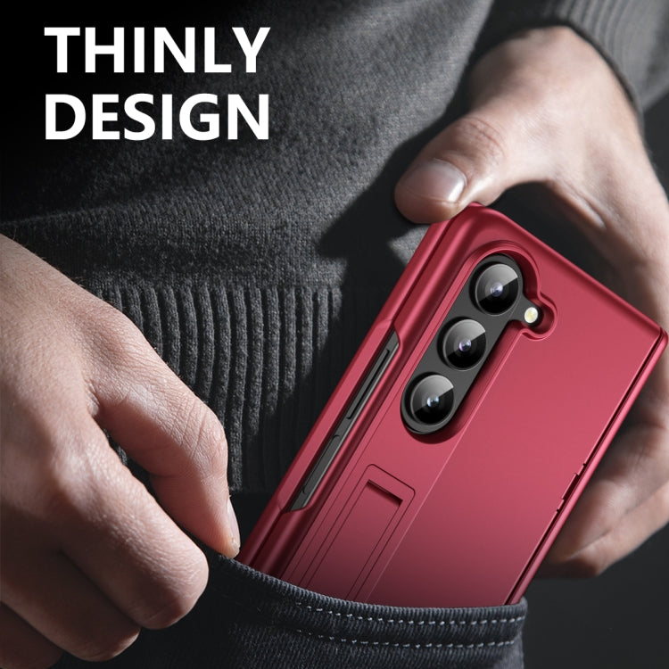 For Samsung Galaxy Z Fold5 5G All-inclusive Shockproof Phone Case with Holder(Red) - Galaxy Z Fold5 Cases by buy2fix | Online Shopping UK | buy2fix