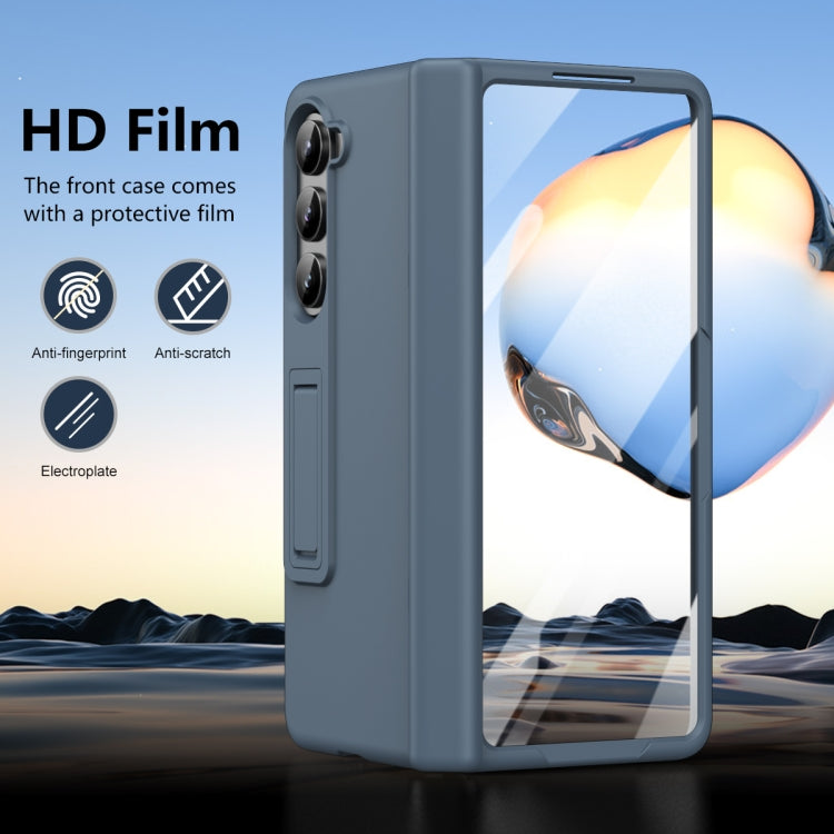 For Samsung Galaxy Z Fold5 5G All-inclusive Shockproof Phone Case with Holder(Grey) - Galaxy Z Fold5 Cases by buy2fix | Online Shopping UK | buy2fix