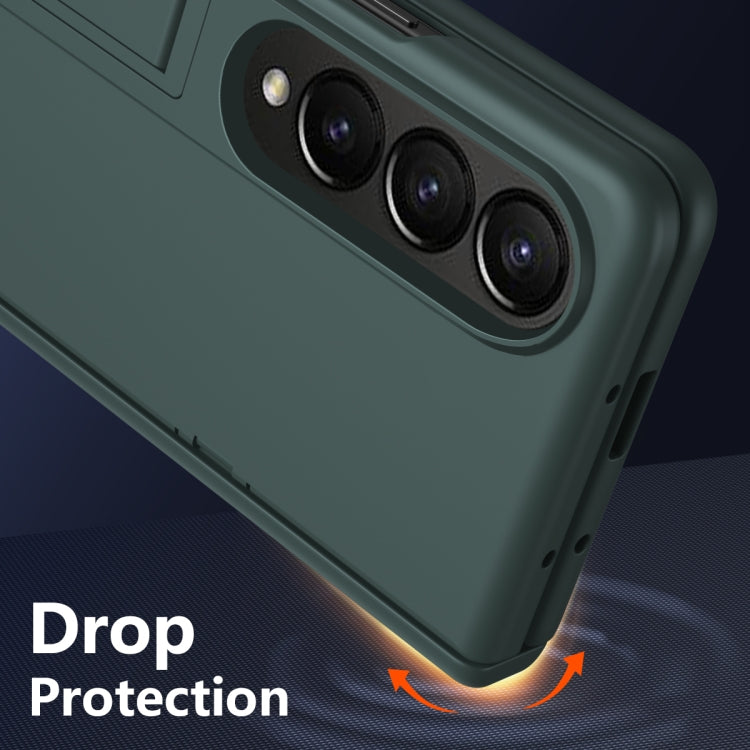 For Samsung Galaxy Z Fold4 All-inclusive Shockproof Phone Case with Holder(Green) - Galaxy Z Fold4 5G Cases by buy2fix | Online Shopping UK | buy2fix