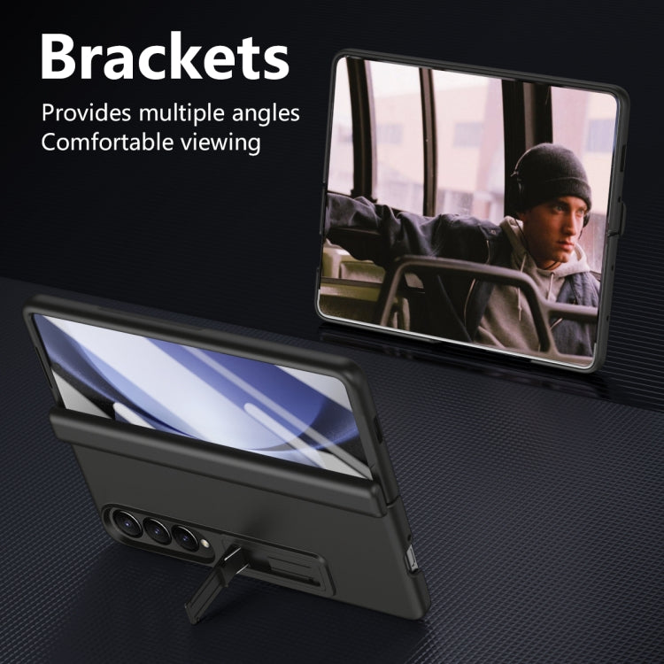 For Samsung Galaxy Z Fold4 All-inclusive Shockproof Phone Case with Holder(Black) - Galaxy Z Fold4 5G Cases by buy2fix | Online Shopping UK | buy2fix