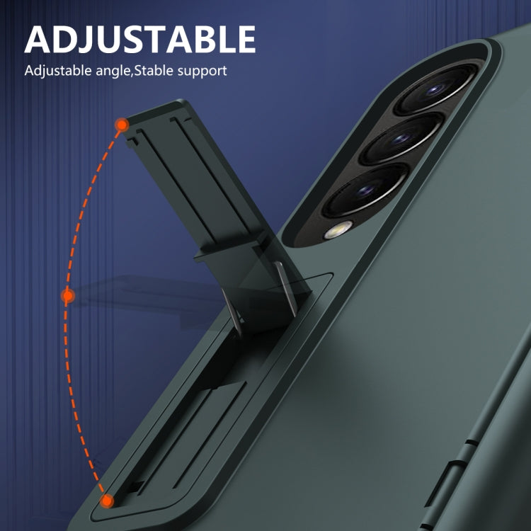 For Samsung Galaxy Z Fold3 All-inclusive Shockproof Phone Case with Holder(Green) - Galaxy Phone Cases by buy2fix | Online Shopping UK | buy2fix