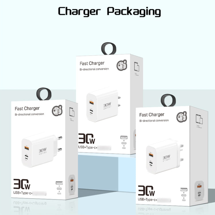 PD30W USB-C / Type-C + 8 Pin + USB Charger with Double Headed Type-C Data Cable(UK Plug) by buy2fix