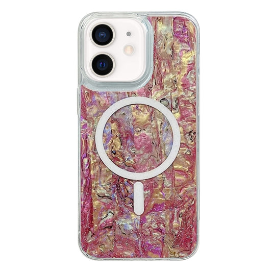 For iPhone 12 / 12 Pro Shell Texture Multicolor MagSafe TPU Phone Case(Roige) by buy2fix