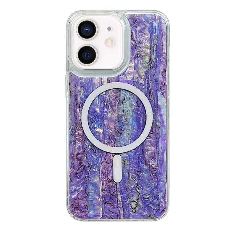 For iPhone 12 / 12 Pro Shell Texture Multicolor MagSafe TPU Phone Case(Purple) by buy2fix