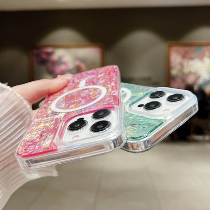 For iPhone 12 / 12 Pro Shell Texture Multicolor MagSafe TPU Phone Case(Purple) by buy2fix