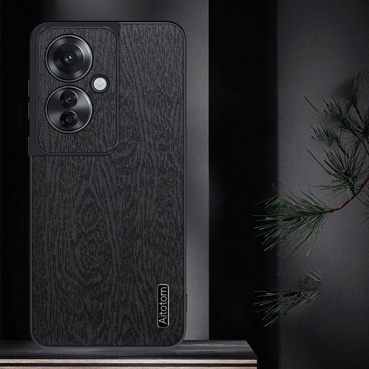 For OPPO Reno11 F Tree Bark Leather Shockproof Phone Case(Black) - OPPO Cases by buy2fix | Online Shopping UK | buy2fix