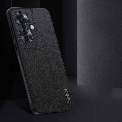 For OPPO Reno11 F Tree Bark Leather Shockproof Phone Case(Black) - OPPO Cases by buy2fix | Online Shopping UK | buy2fix