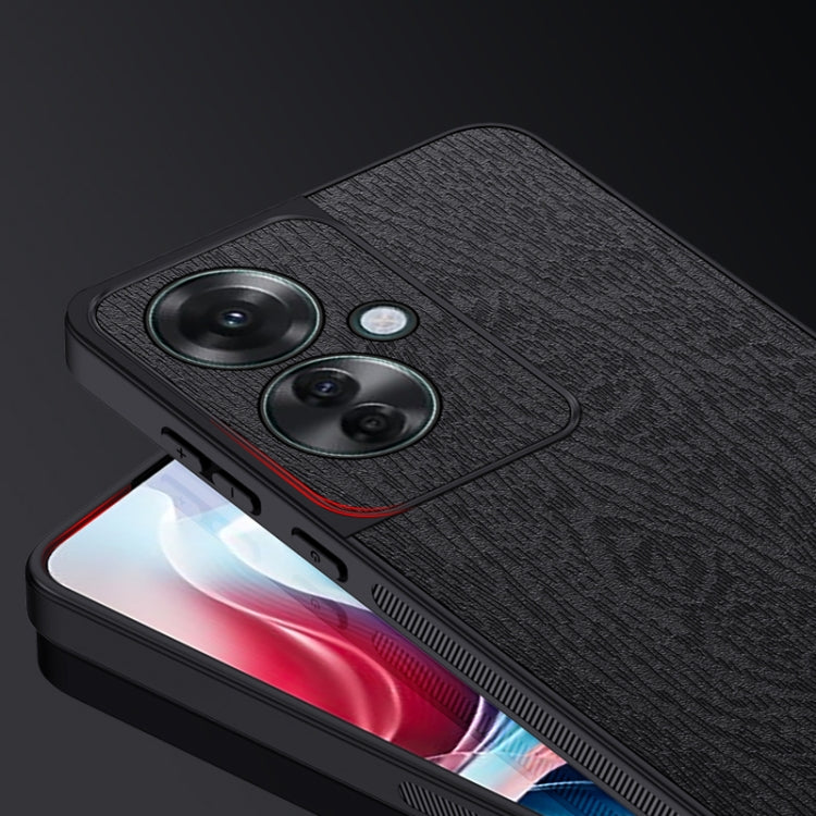 For OPPO Reno11 F Tree Bark Leather Shockproof Phone Case(Black) - OPPO Cases by buy2fix | Online Shopping UK | buy2fix