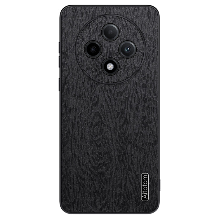 For OPPO A3 Pro China Tree Bark Leather Shockproof Phone Case(Black) by buy2fix
