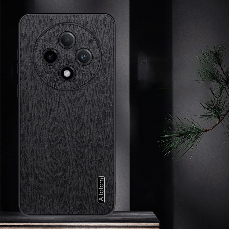 For OPPO A3 Pro China Tree Bark Leather Shockproof Phone Case(Black) by buy2fix