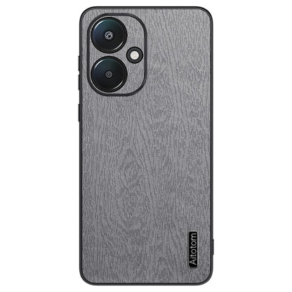 For Xiaomi Redmi 13C 5G Tree Bark Leather Shockproof Phone Case(Grey) by buy2fix