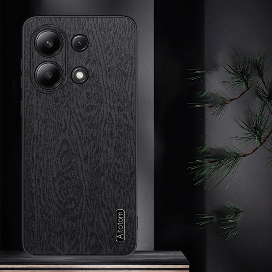 For Xiaomi Redmi Note 13 4G Tree Bark Leather Shockproof Phone Case(Grey) - Xiaomi Cases by buy2fix | Online Shopping UK | buy2fix