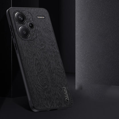For Xiaomi Redmi Note 13 Pro+ Tree Bark Leather Shockproof Phone Case(Black) - Xiaomi Cases by buy2fix | Online Shopping UK | buy2fix
