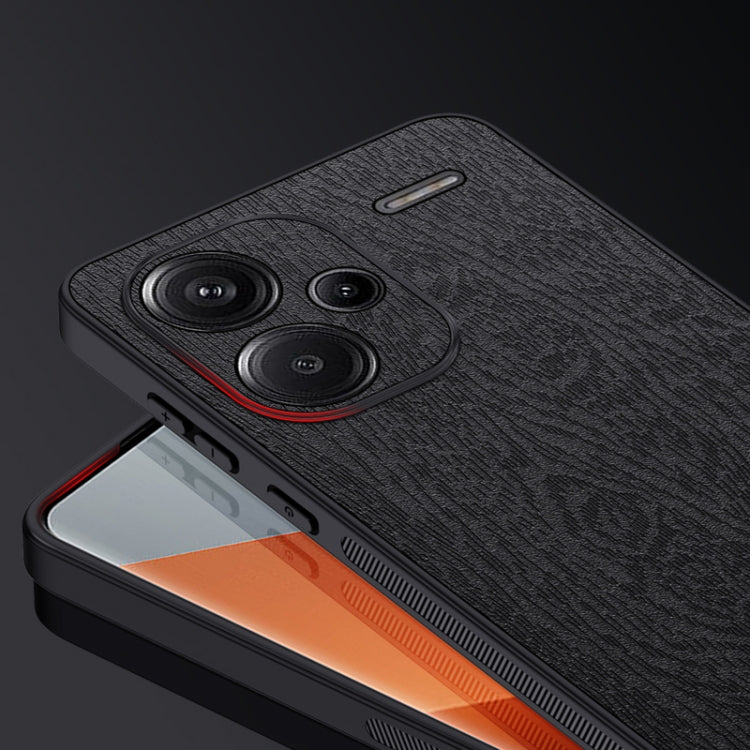 For Xiaomi Redmi Note 13 Pro+ Tree Bark Leather Shockproof Phone Case(Black) - Xiaomi Cases by buy2fix | Online Shopping UK | buy2fix