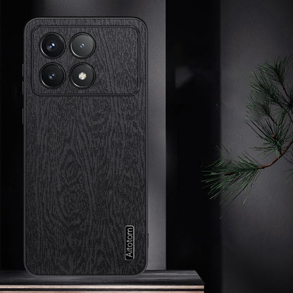 For Xiaomi Redmi K70 Tree Bark Leather Shockproof Phone Case(Black) - Xiaomi Cases by buy2fix | Online Shopping UK | buy2fix