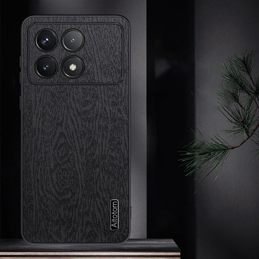 For Xiaomi Redmi K70 Tree Bark Leather Shockproof Phone Case(Black) - Xiaomi Cases by buy2fix | Online Shopping UK | buy2fix