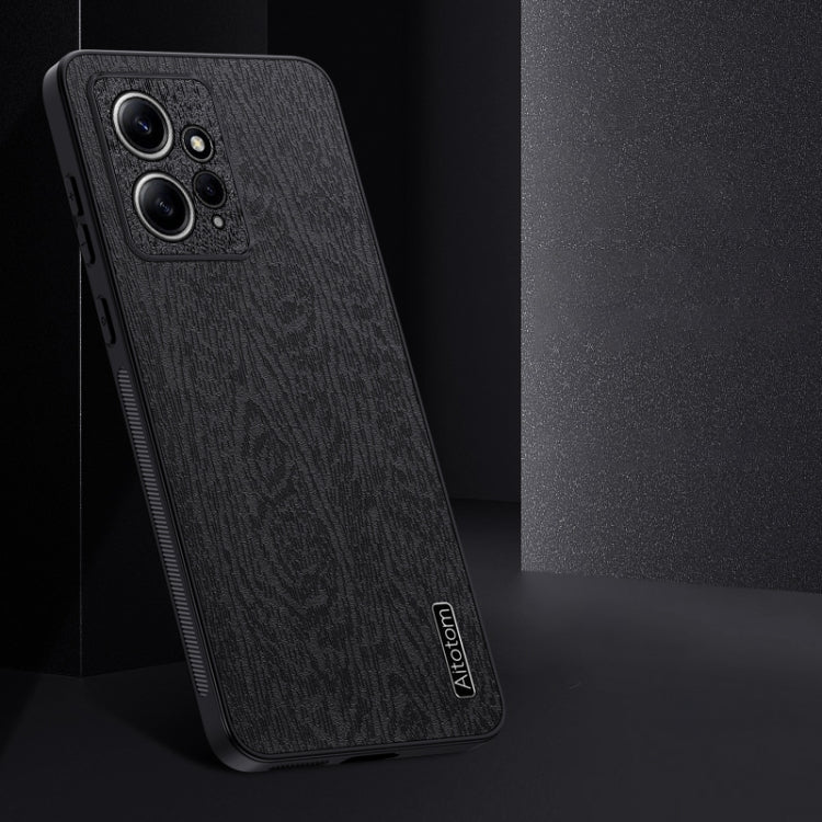 For Xiaomi Redmi Note 12 4G Global Tree Bark Leather Shockproof Phone Case(Grey) - Xiaomi Cases by buy2fix | Online Shopping UK | buy2fix