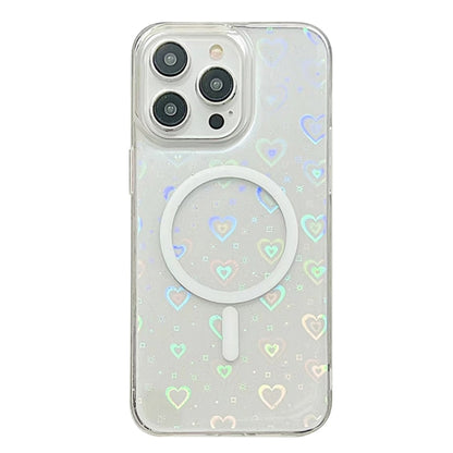 For iPhone 15 Pro Max Laser Love MagSafe TPU Phone Case(Transparent) by buy2fix