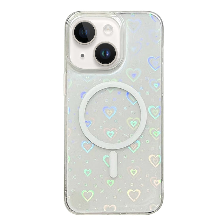For iPhone 14 Laser Love MagSafe TPU Phone Case(Transparent) by buy2fix