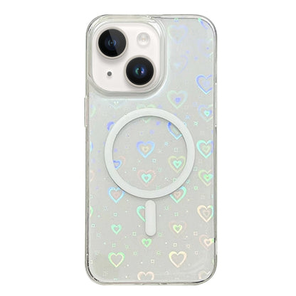 For iPhone 14 Laser Love MagSafe TPU Phone Case(Transparent) by buy2fix
