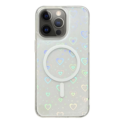 For iPhone 12 Pro Max Laser Love MagSafe TPU Phone Case(Transparent) by buy2fix