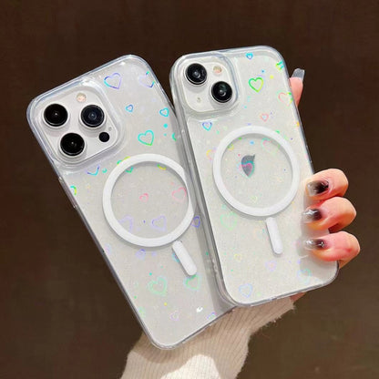 For iPhone 11 Laser Love MagSafe TPU Phone Case(Transparent) by buy2fix