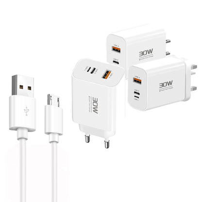 PD30W USB-C / Type-C + 8 Pin + USB Charger with USB to Micro USB Data Cable(UK Plug) by buy2fix
