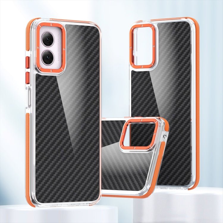 For Motorola Moto G Play 2024 Dual-Color Carbon Fiber Acrylic Hybrid TPU Phone Case(Orange) by buy2fix