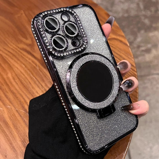 For iPhone 13 Pro Rhinestone Mirror Glitter MagSafe TPU Phone Case(Black) - iPhone 13 Pro Cases by buy2fix | Online Shopping UK | buy2fix